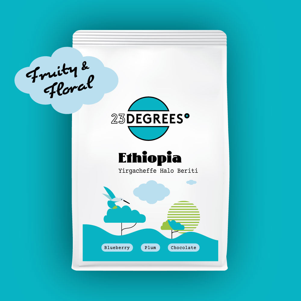 Ethiopian coffee, natural processed, single farmers, roasted by 23 Degrees Coffee Roasters