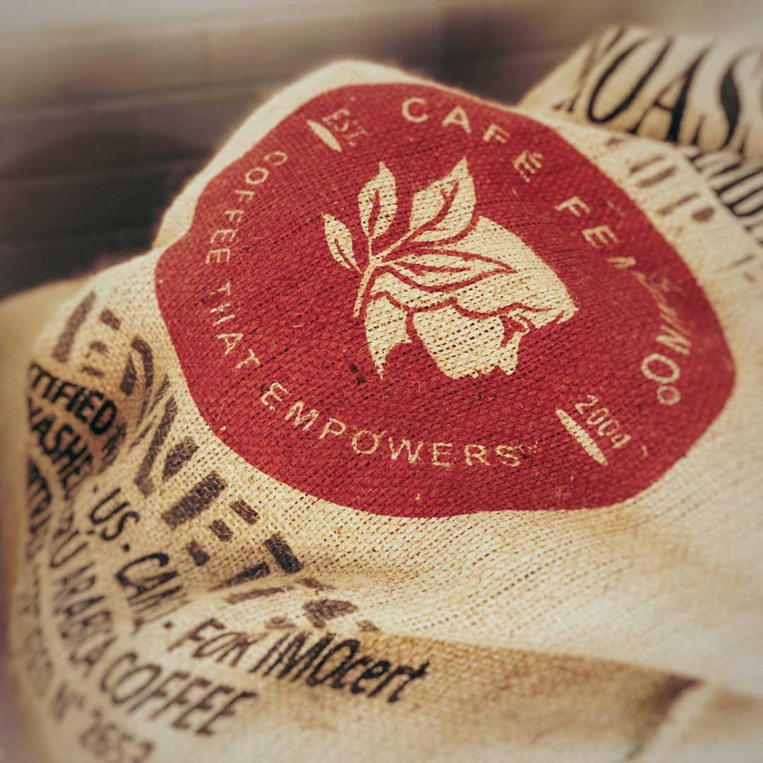 cafe femenino hessian bag
