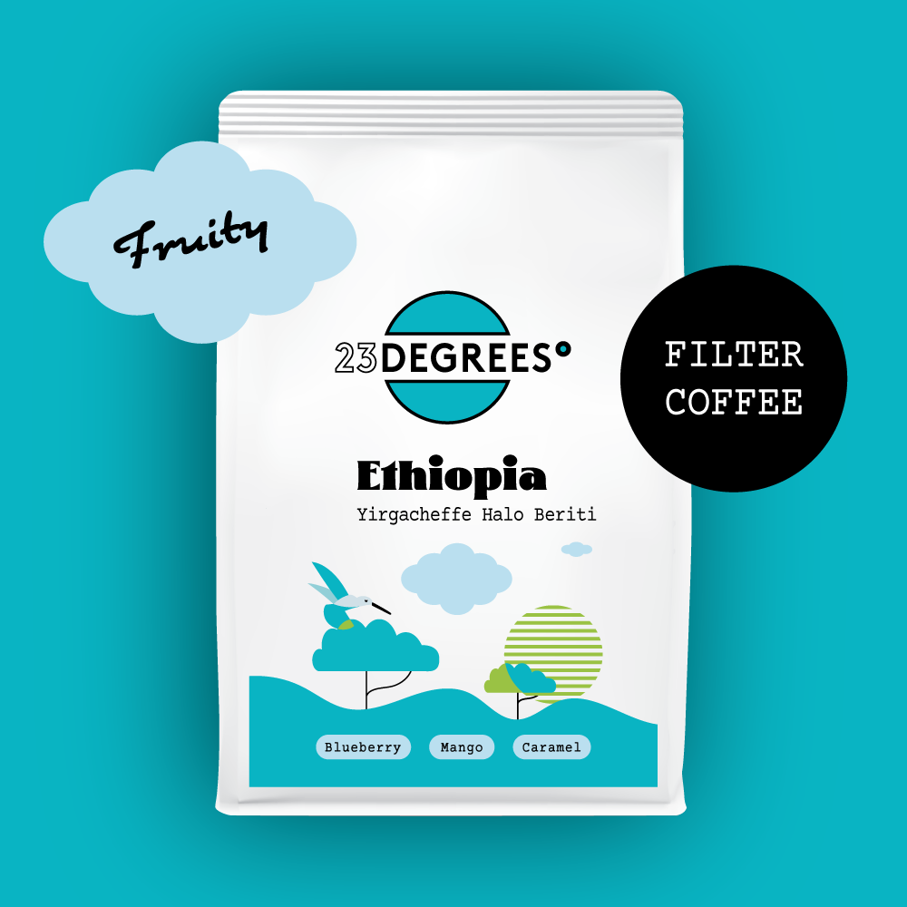 Ethiopian filter coffee from Yirgacheffe roasted by 23 Degrees Coffee Roasters