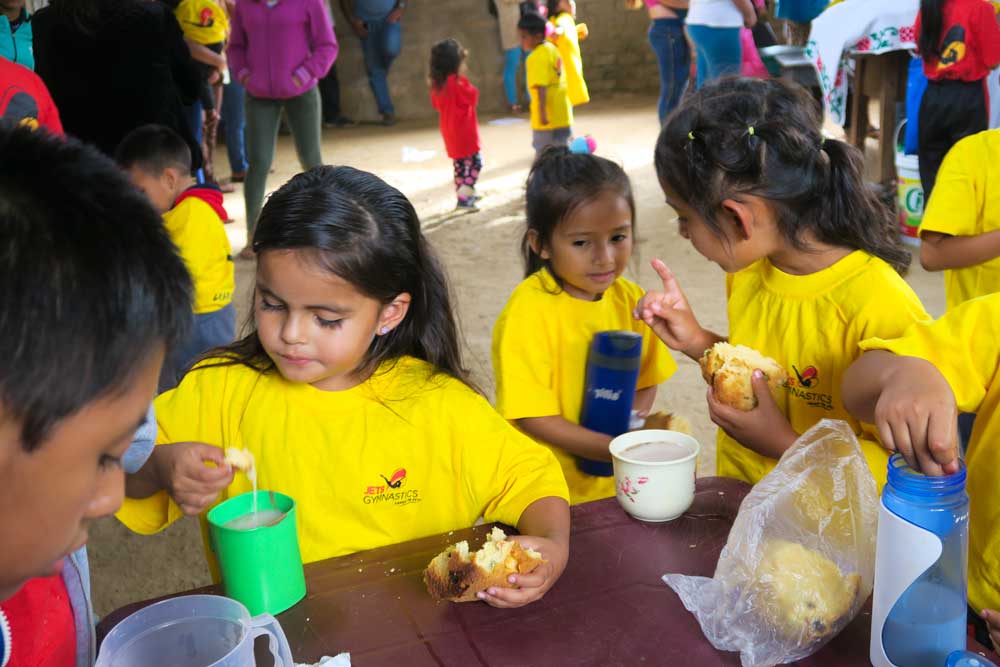 La Chocolatada celebration in Guadelupe with t-shirts sponsored by Jets Gymnastics