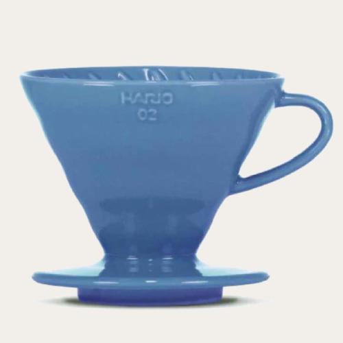 coffee dripper Hario V60 in blue ceramic