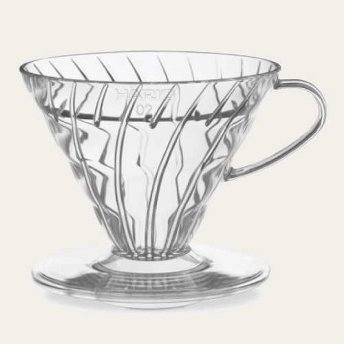 coffee dripper Hario V60 in clear plastic