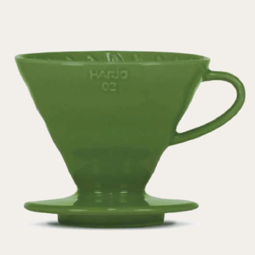 coffee dripper V60 in green ceramic