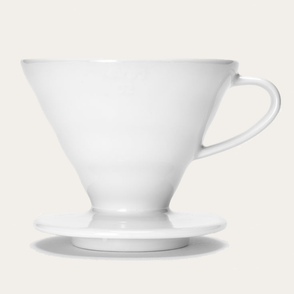 coffee dripper Hario V60 in white ceramic